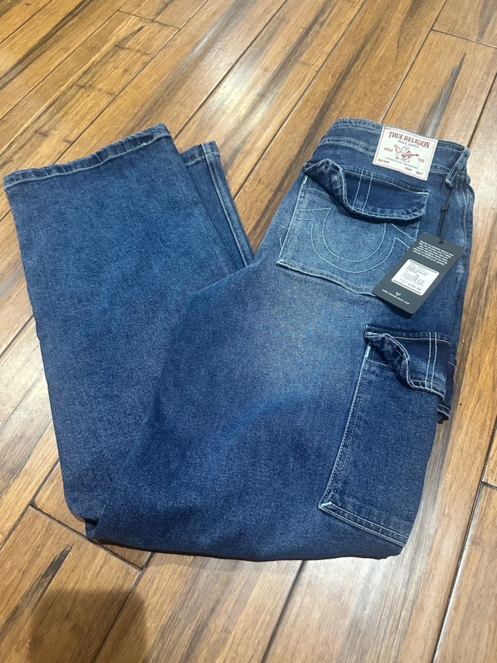 True Religion Women's Jeans Denim Cargo Straight Medium Blaze Wash NWT SIZE 29